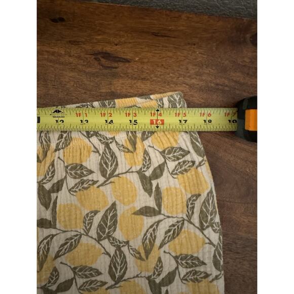 Women’s Lemon Organic Cotton Pajama Set Loungewear Textured Gauze Ruffle Size L - Picture 8 of 13